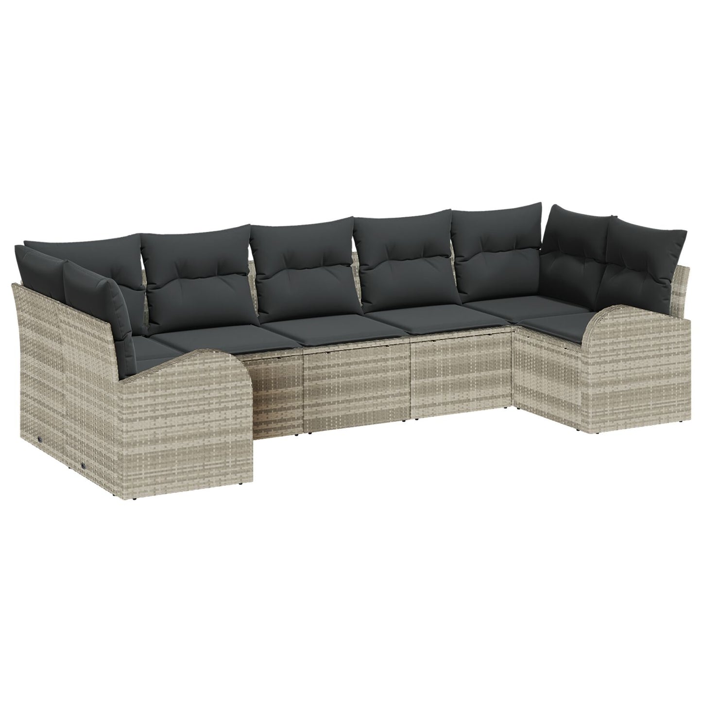 7-delige Tuin Sofaset met Kussens Lichtgrijs Poly Rattan