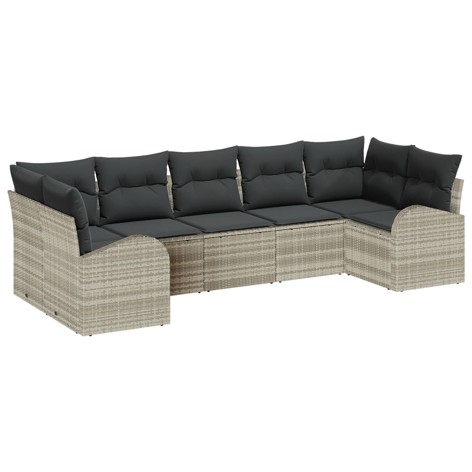 7-delige Tuin Sofaset met Kussens Lichtgrijs Poly Rattan