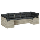 Tuinset poly rattan lichtgrijs 7-delig