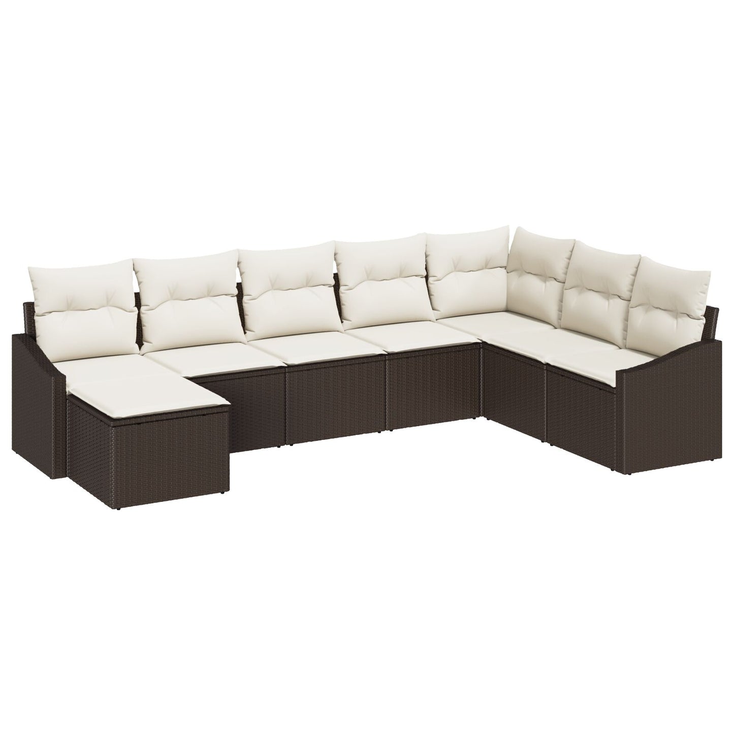 8-Delige Tuin Sofa Set Met Kussens Bruin Poly Rattan