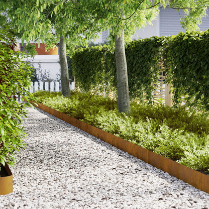 Tuinranden 10 Stuks 100X0.5X30 Cm 100 x 0.5 x 20 cm Verweerd staal