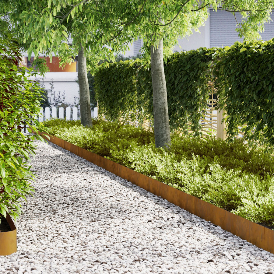 Tuinranden 10 Stuks 100X0.5X30 Cm 100 x 0.5 x 20 cm Verweerd staal
