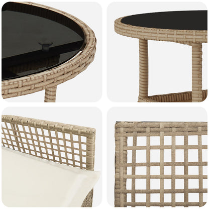 5-Delige Tuindining Set Beige Poly Rattan