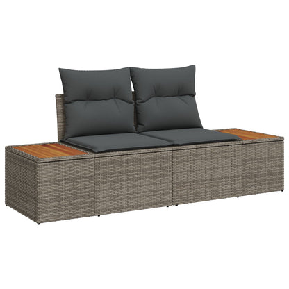 4-Delige Tuinbankset Met Kussens Grijs Poly Rattan Acacia
