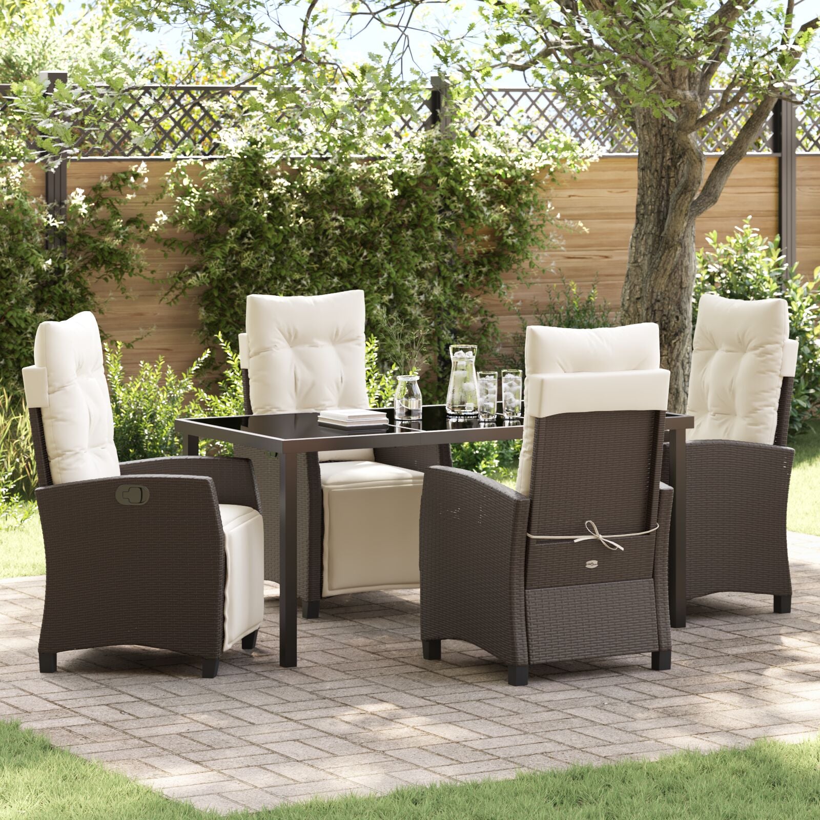 5-Delige Tuin Eetset Bruin Poly Rattan