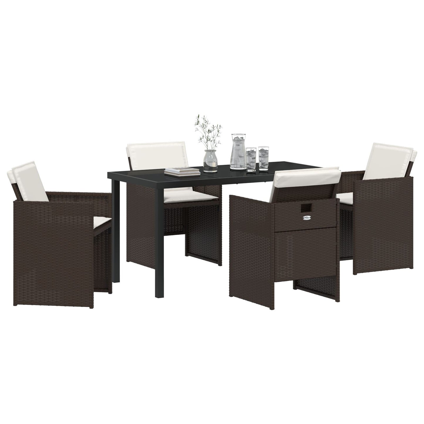 5 Delige Tuinset Met Kussens Bruine Poly Rattan