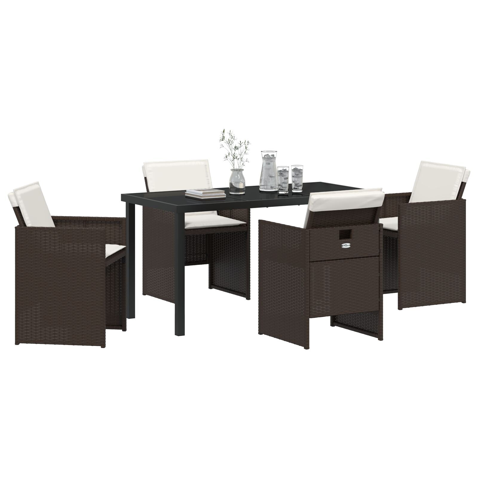 5 Delige Tuinset Met Kussens Bruine Poly Rattan