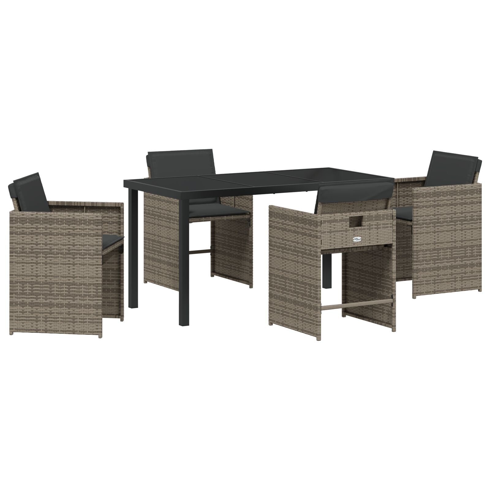 5-Delige Tuin Eetset Met Kussens Grijs Poly Rattan