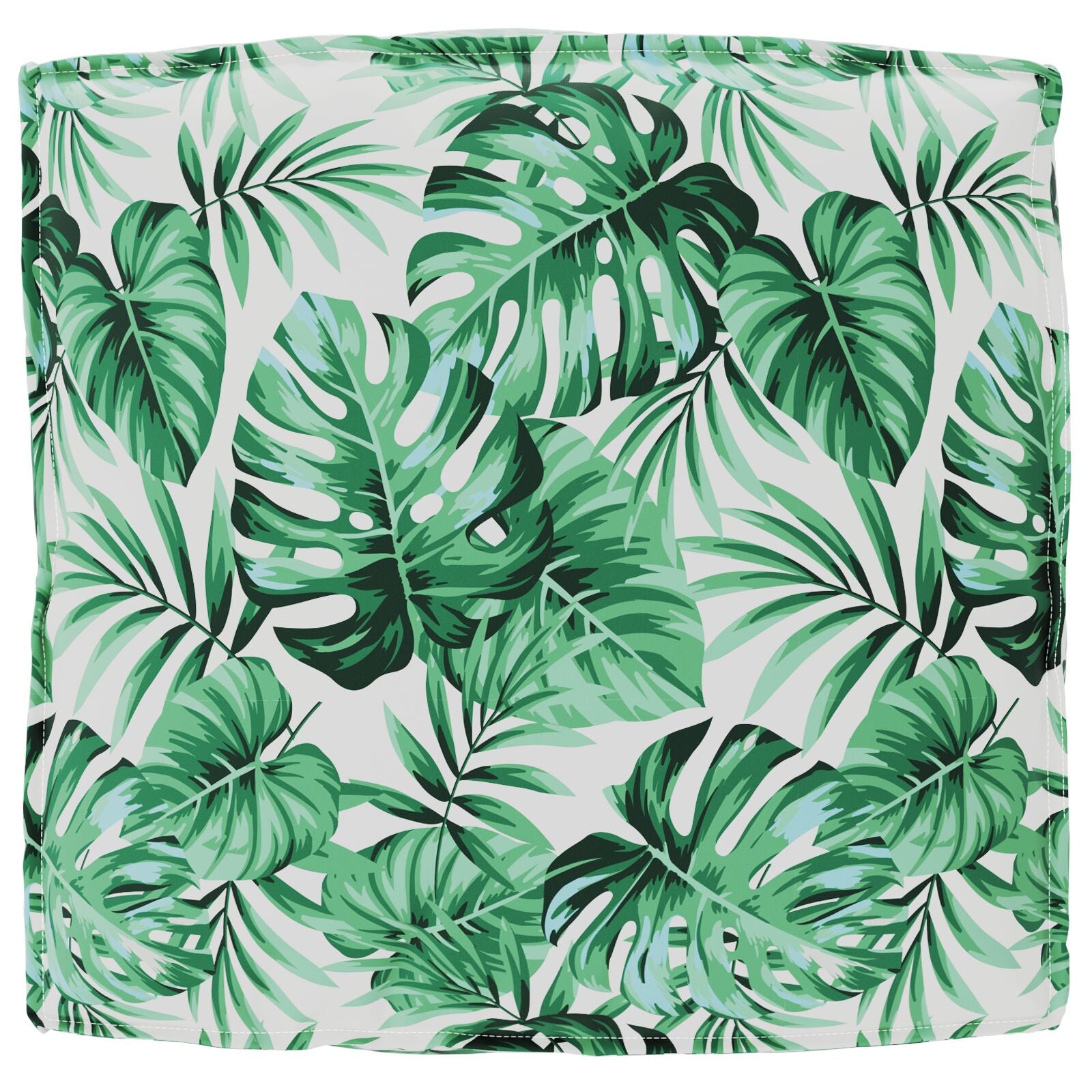 Buiten Kussen Groen En Wit Katoen 80 X 12 X 80 Cm Patroon Bladpatroon