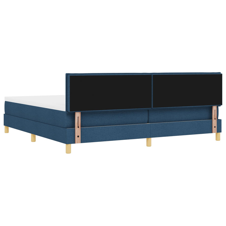 Boxspringbed Met Matras Stof Blauw 200 x 200 cm Knoopgestoffeerd