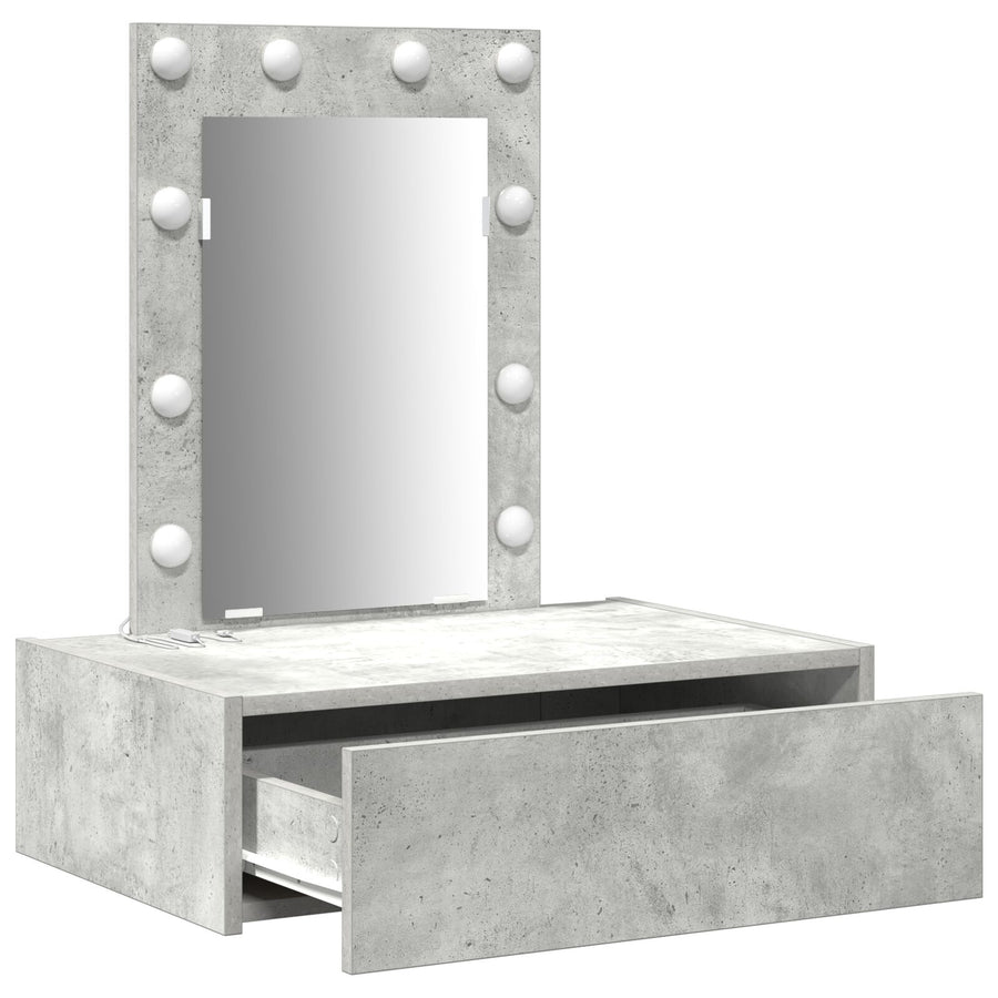 Wandkaptafel -Verlichting - 60 x 40 x 70 cm Beton grijs met LED