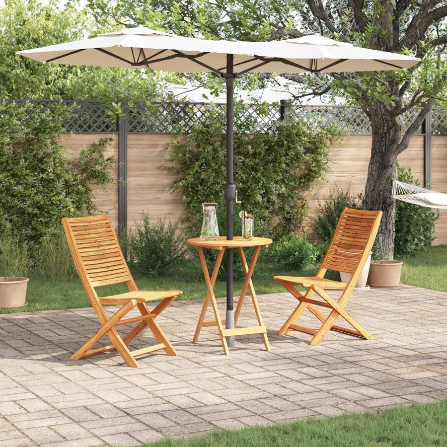 3-Delige Opvouwbare Bistroset Van Massief Acaciahout 60 cm tafel diameter 2 stoelen + ronde tafel