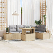 Garden Dining Set with Cushions 6 pcs Beige and Grey