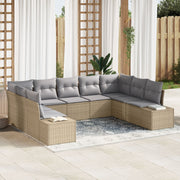 Loungeset polyrattan 9-delig beige