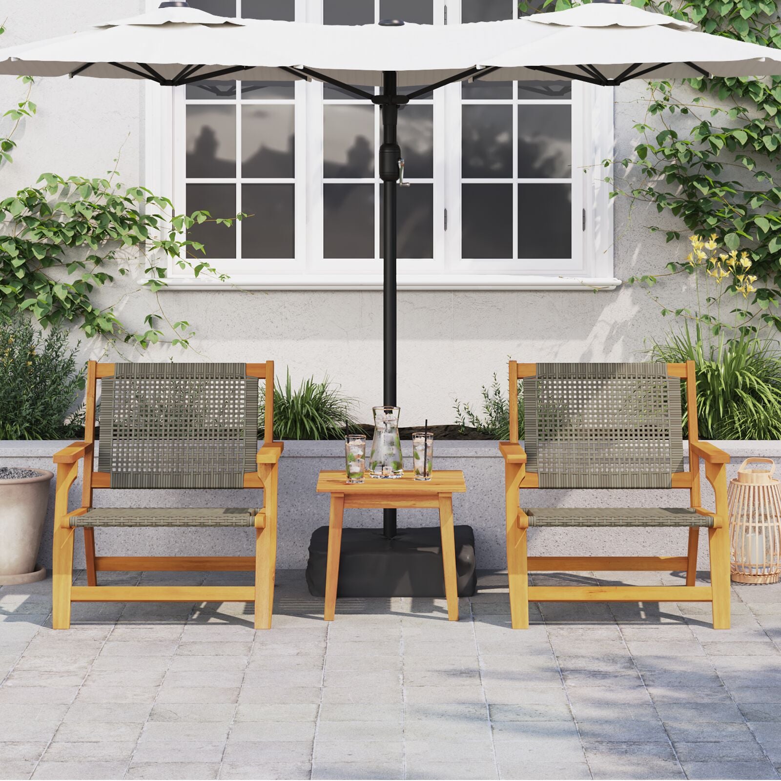 Tuinstoelen 2 Stuks 76X67X73.5 Cm Massief Acacia Grijs 2x stoel