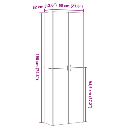 Kantoorkast Zwart Eiken 60X32X190 Cm Bewerkte Hout