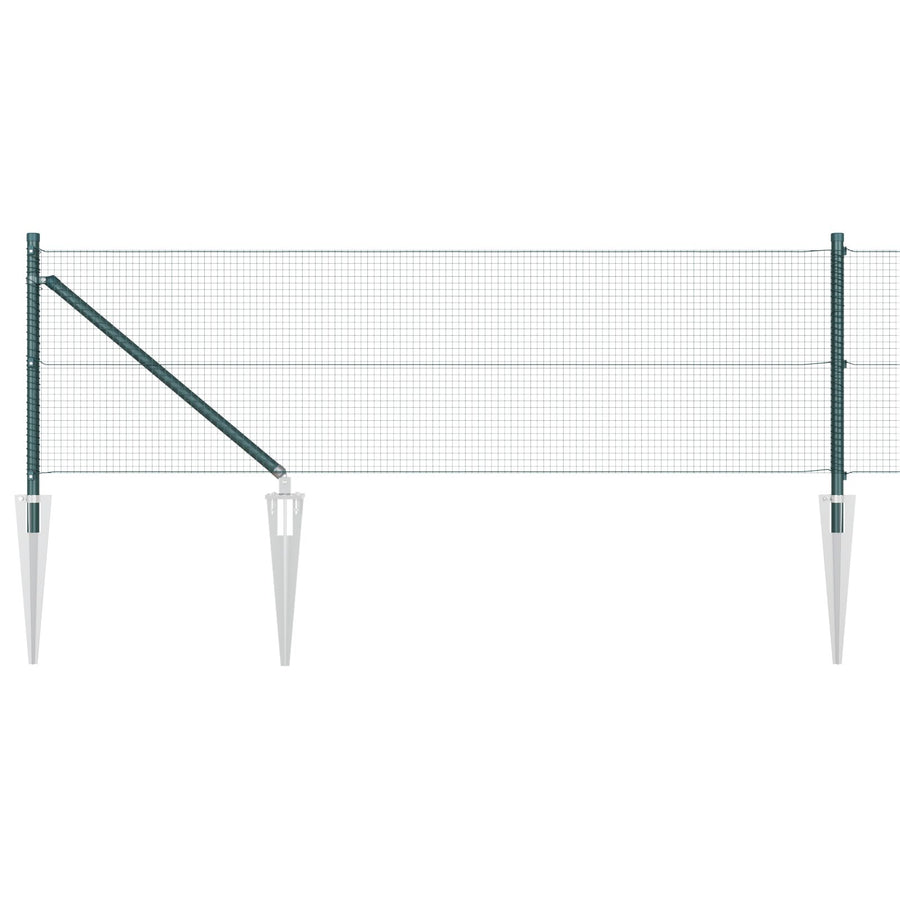 Pvc Hekpaalset Set Van 2 Groen Pvc, Metaal 25 X 0.5 M Gegalvaniseerd Staal