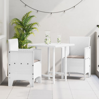 Tuinstoel Set Van 2 Kunststof Rattan Polyester Taupe Wit