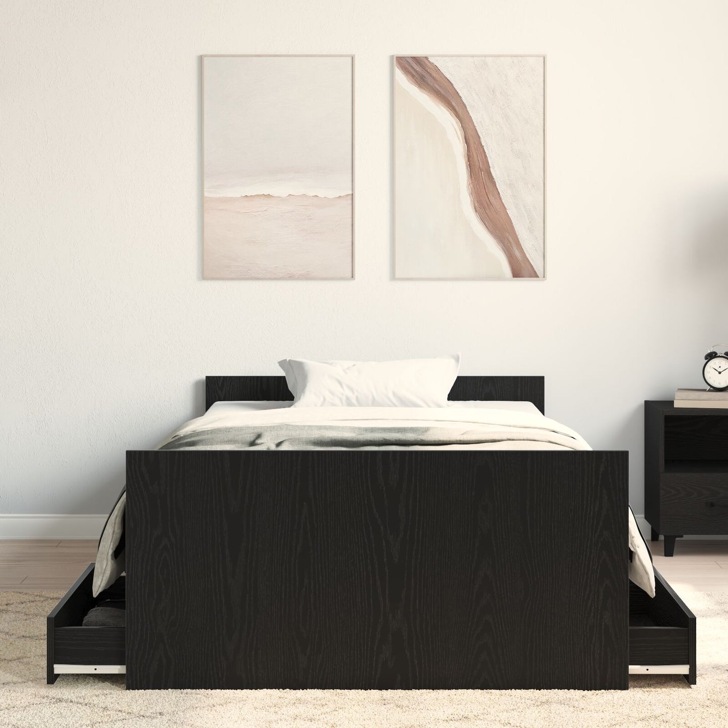 Bedframe Zonder Matras Zwart Eiken 90X200 Cm Bewerkt Hout