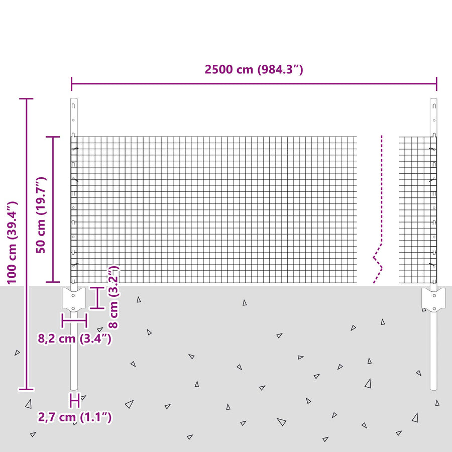 Tuinhakset Set Van 2 Gegalvaniseerd Staal 25 X 0.5 Meter Duurzaam