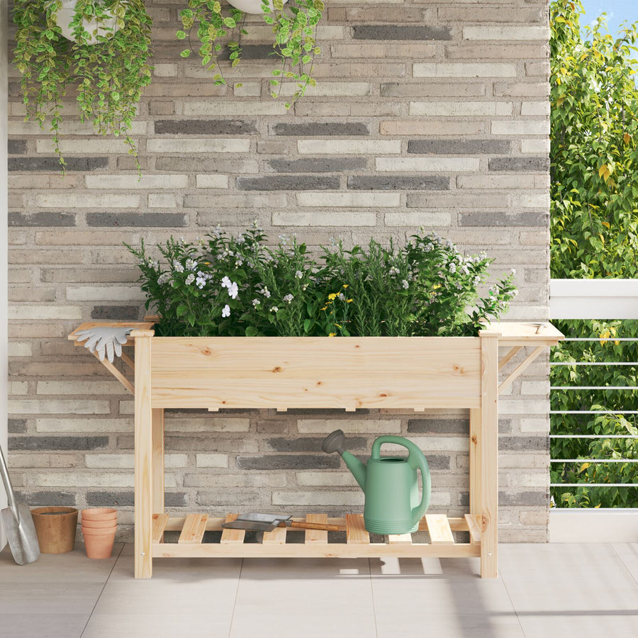 Tuinbak Met Planken 155X59X76 Cm Massief Grenenhout 155 x 59 x 76.5 cm