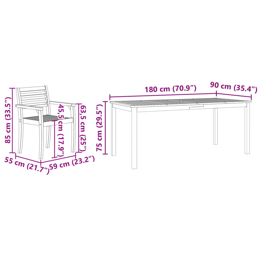 7-Delige Acaciahout Tuindining Set