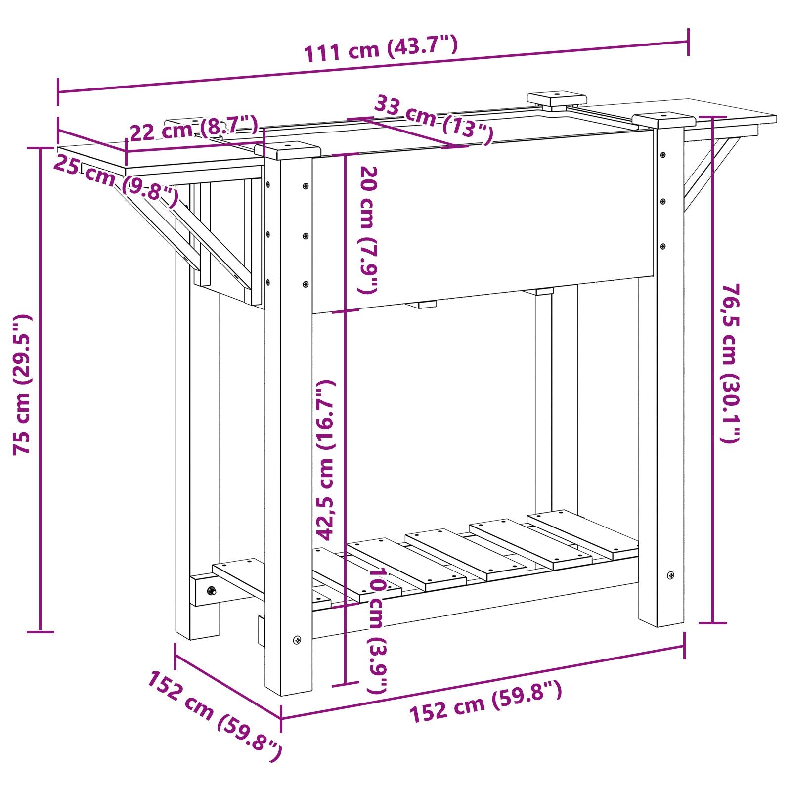 Tuinplanter Met Planken 111X37X76 Cm Massief Vurenhout 111 x 37 x 76.5 cm
