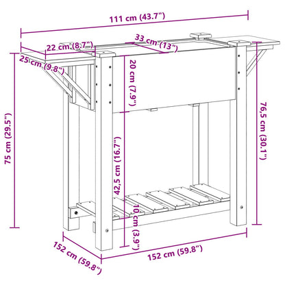 Tuinplanter Met Planken 111X37X76 Cm Massief Vurenhout 111 x 37 x 76.5 cm
