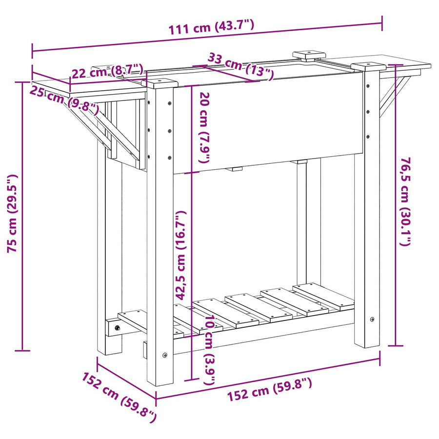 Tuinplanter Met Planken 111X37X76 Cm Massief Vurenhout 111 x 37 x 76.5 cm