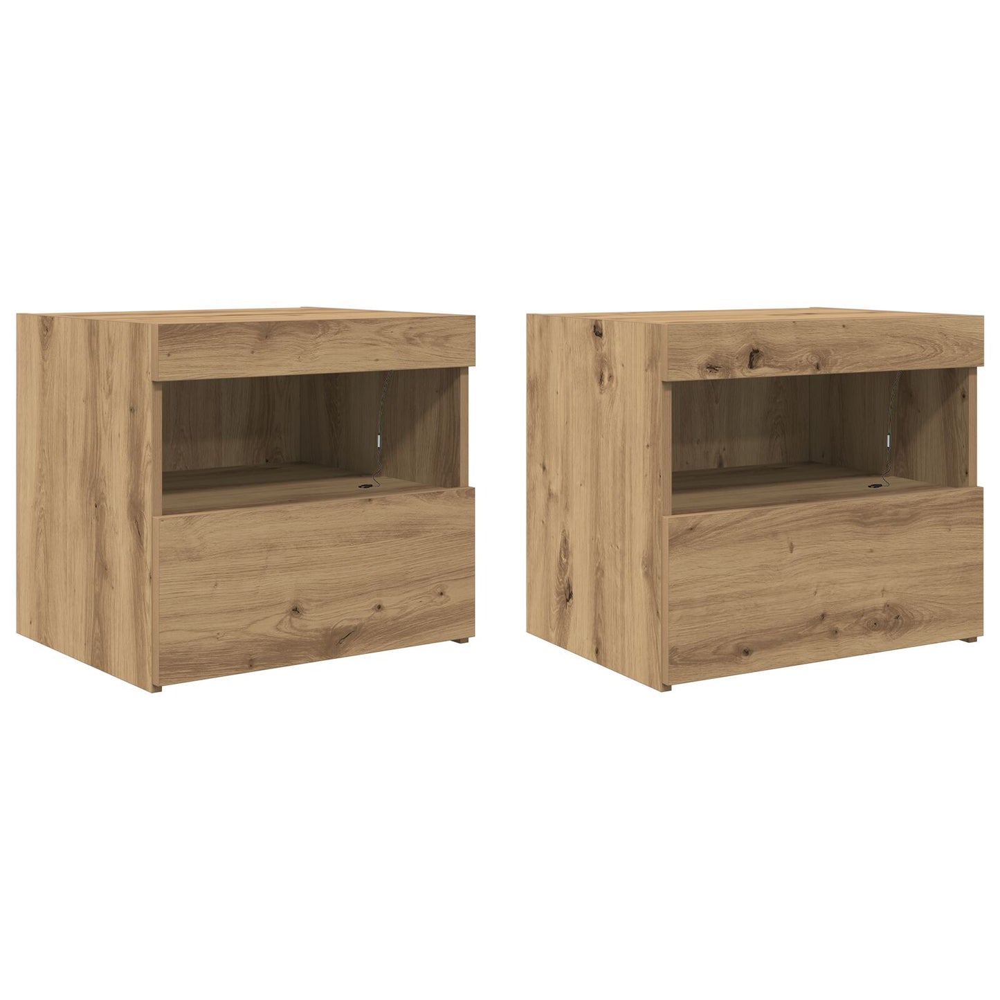 Nachttafels Met Led-Verlichting 2 Stuks Artisan Eiken 50X40X45 Cm