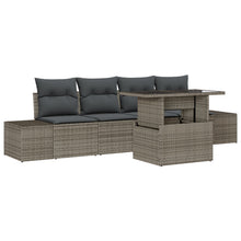 5-Delige Tuin Sofa Set Met Kussens Grijs Poly Riet