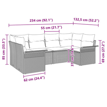 6-Delige Tuin Sofa Set Met Kussens Grijze Poly Rattan