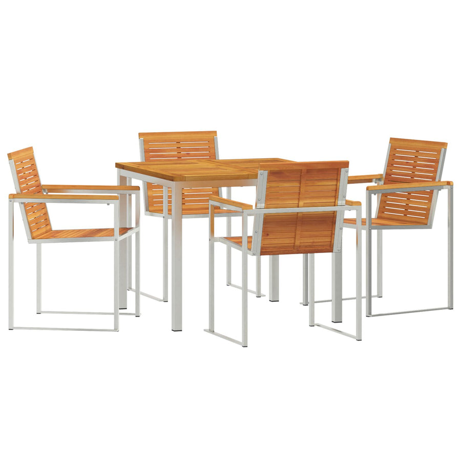 5-delige tuindinerset Massief acaciahout, vidaXL Buitentafel 90x90x74,5 cm Massief acaciahout