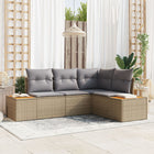 Garden bench set with cushion 5 pcs Light grey Poly rattan
