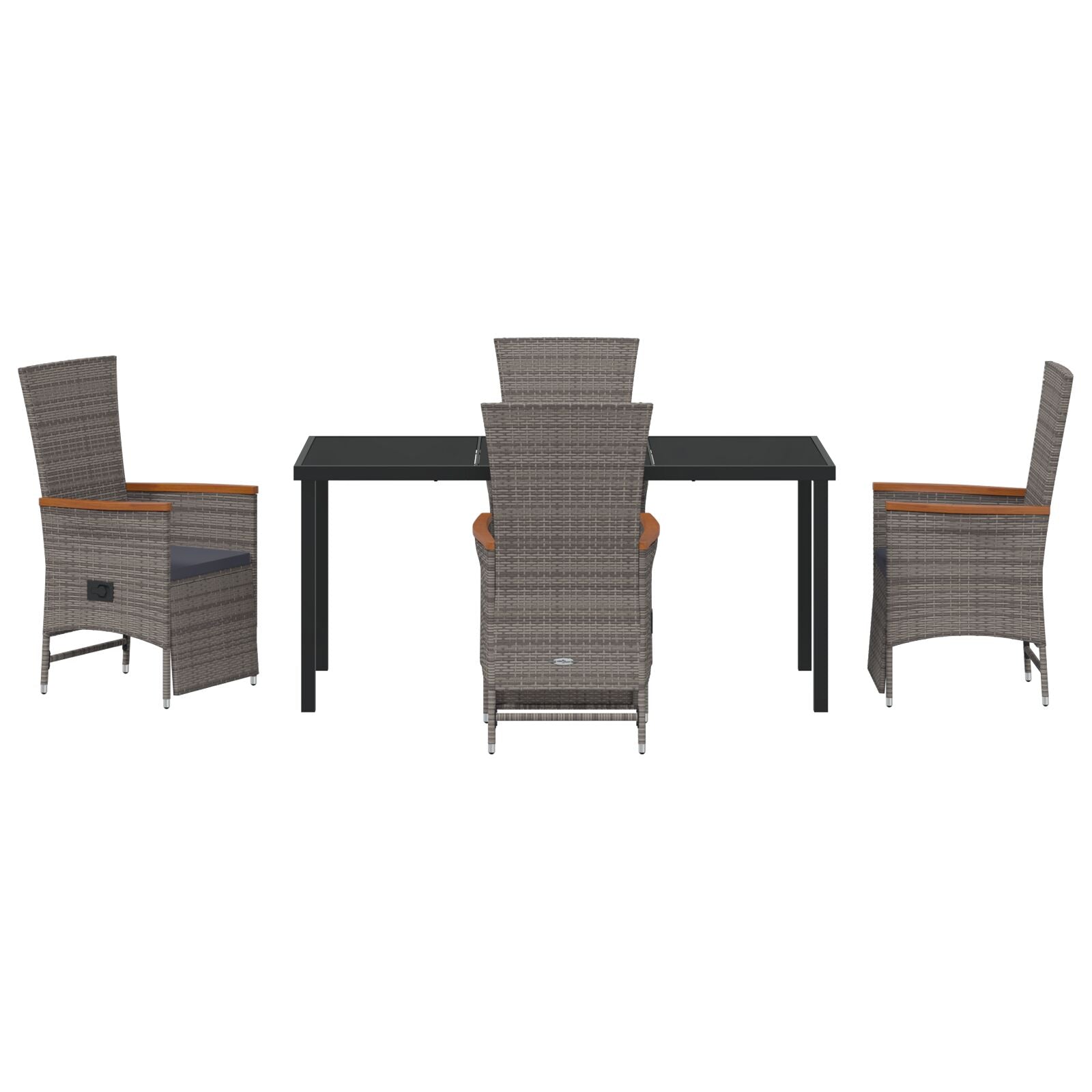 5-Delig Tuin Eetset Met Kussens Grijs Poly Rattan