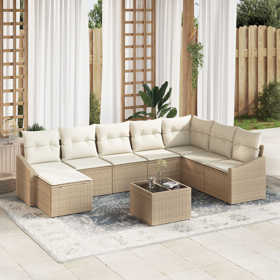 9-Delig Tuin Sofa Set Met Kussens Bruine Poly Rattan