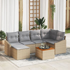 Tuinset 7-delig polyrattan beige lichtgrijs