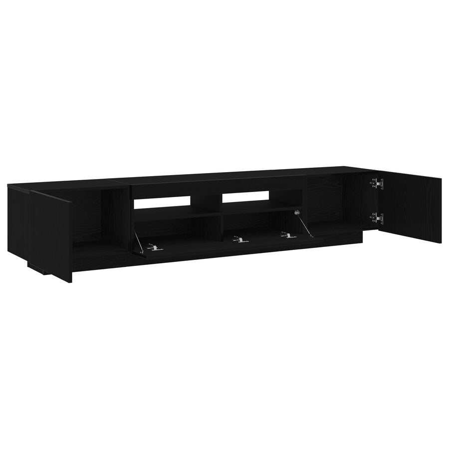 Tv-Kast Met Led-Verlichting - Zwart Eiken 200X35X40 Cm - Bewerkt Hout