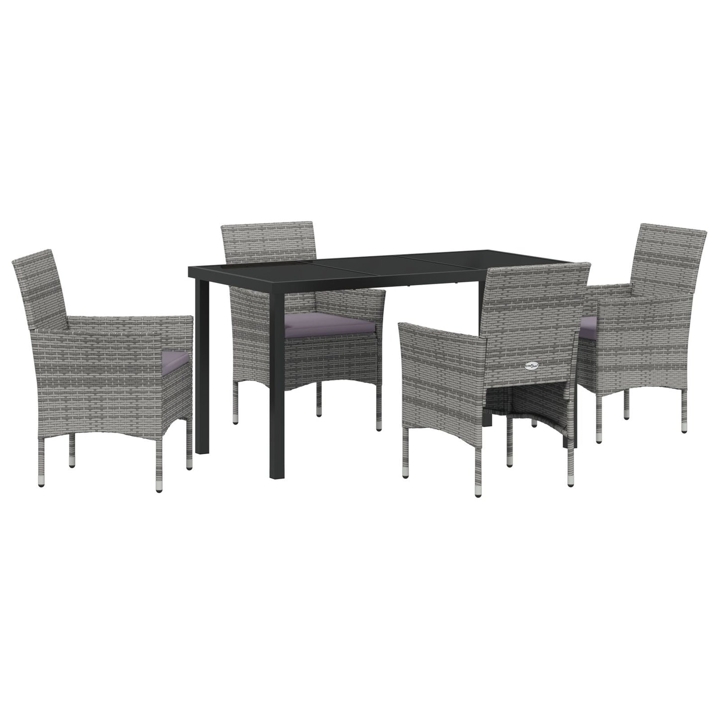 5-Delige Tuin Eetset Grijs Poly Rattan