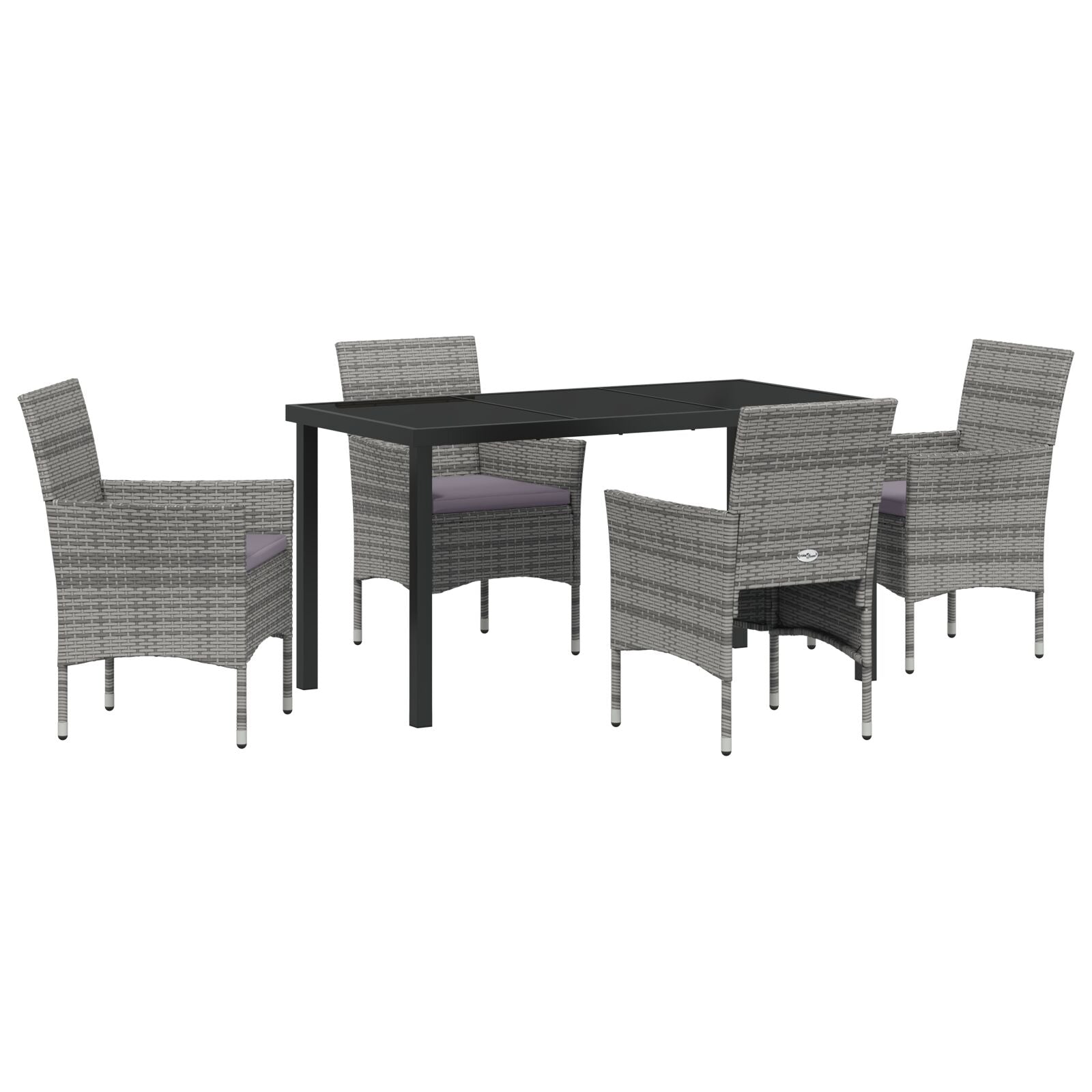 5-Delige Tuin Eetset Grijs Poly Rattan