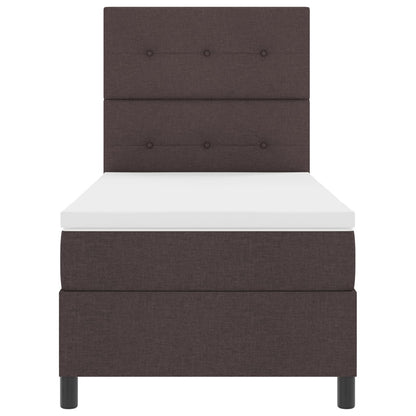 Boxspringbed Met Matras Stof Donkerbruin 90 x 200 cm Knopen tufted