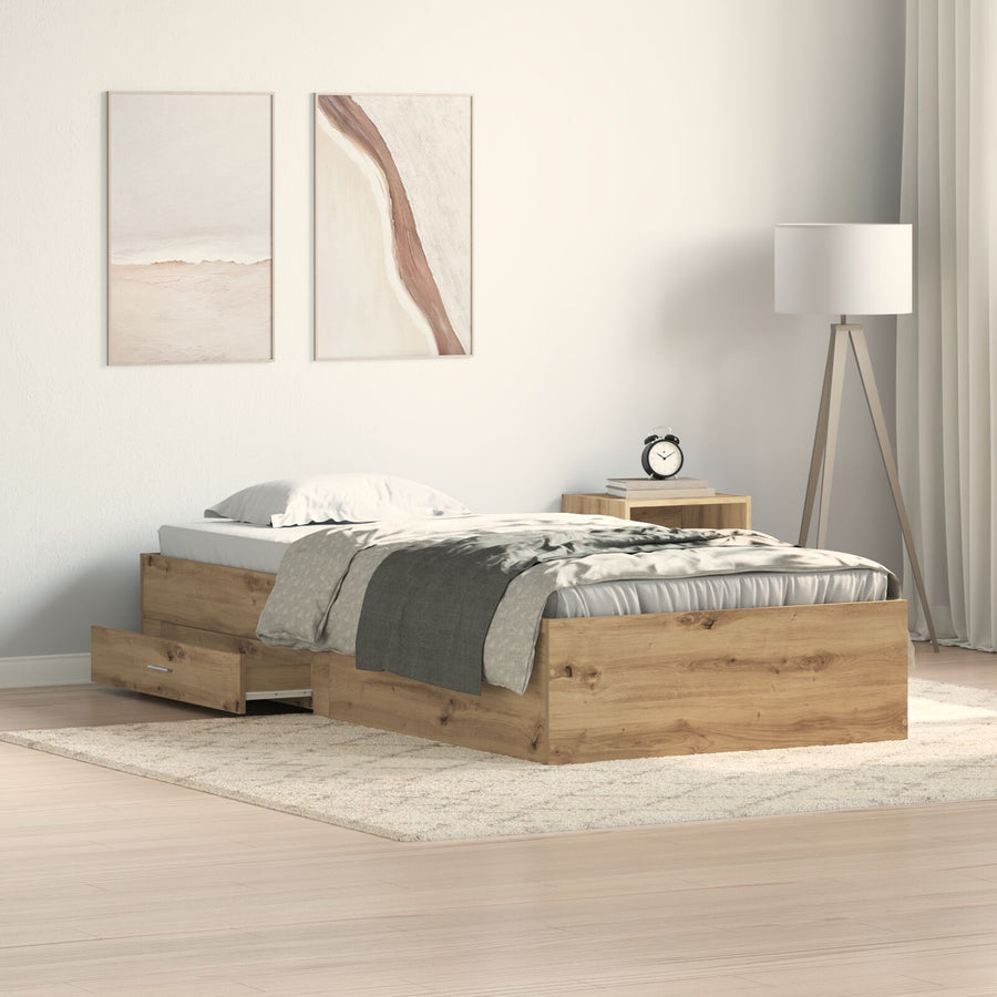 Bed Frame Artisan Eiken 90X190 Cm Engineered Wood Ambachtelijk Eiken
