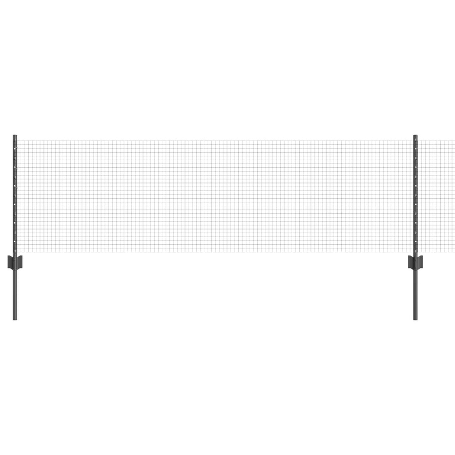 Gelaste Draad Omheining Met 11 U-Posts Grijs 0.6X25 M Staal