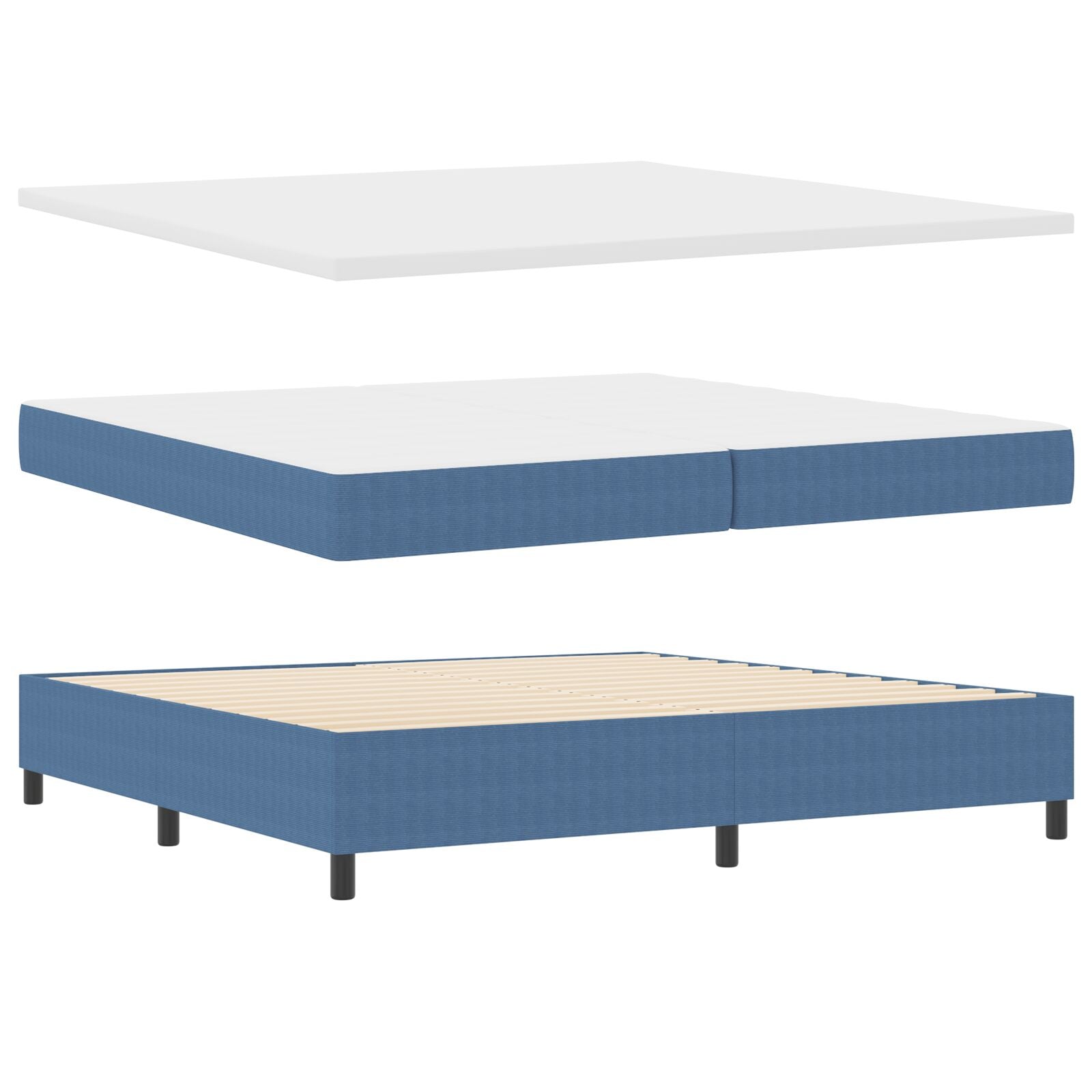 Boxspring Bed Met Matras Blauw 200X200 Cm Corduroy Stof