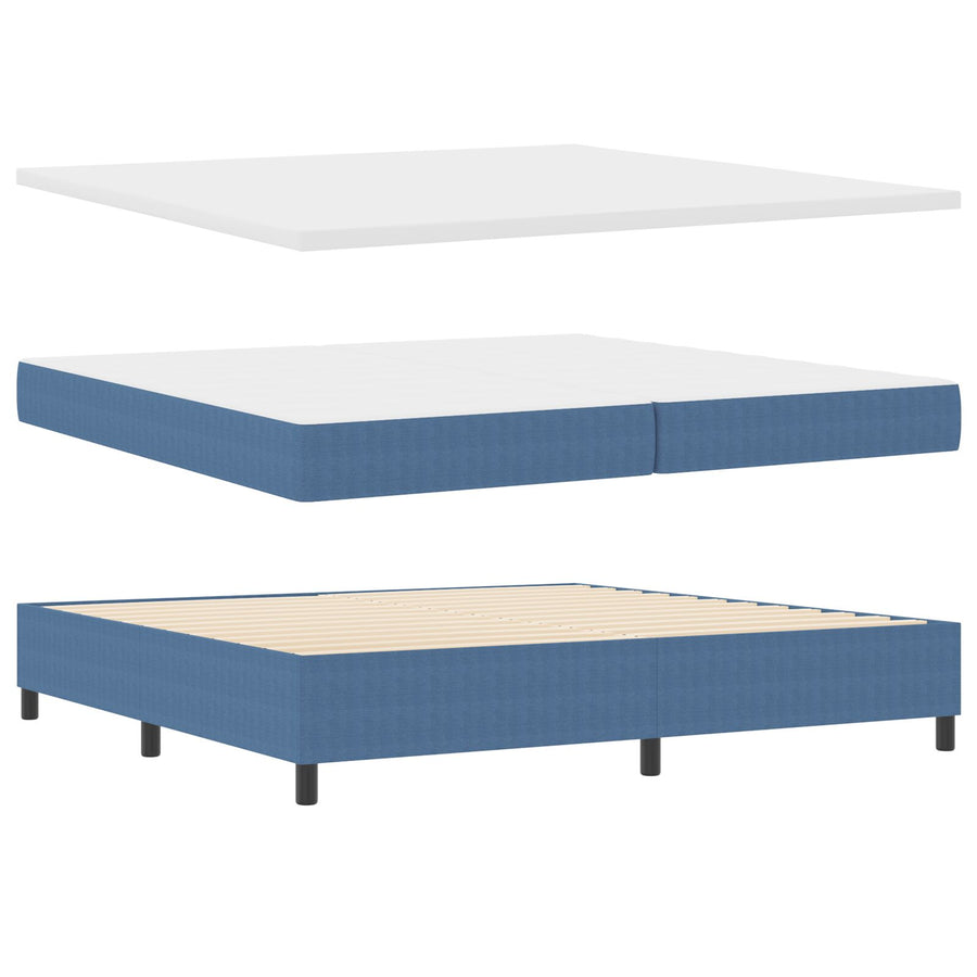 Boxspring Bed Met Matras Blauw 200X200 Cm Corduroy Stof