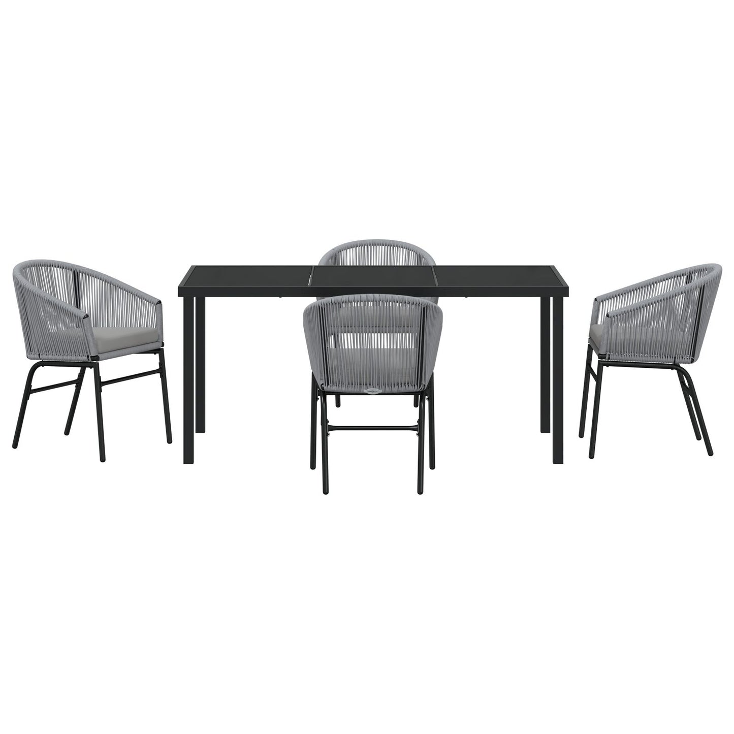 5-Delige Tuin Eetset Grijs Poly Rattan