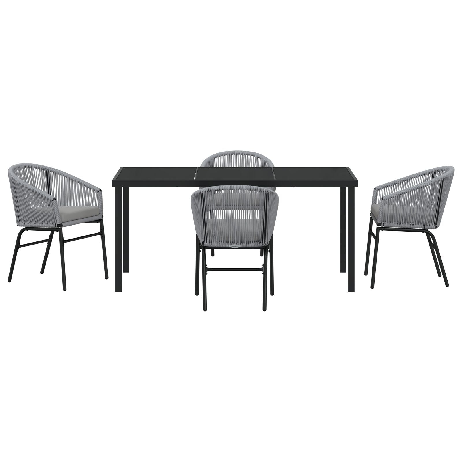 5-Delige Tuin Eetset Grijs Poly Rattan