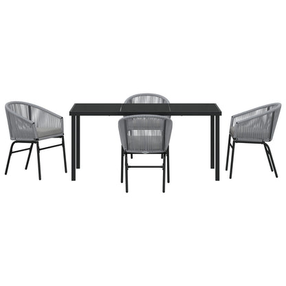 5-Delige Tuin Eetset Grijs Poly Rattan