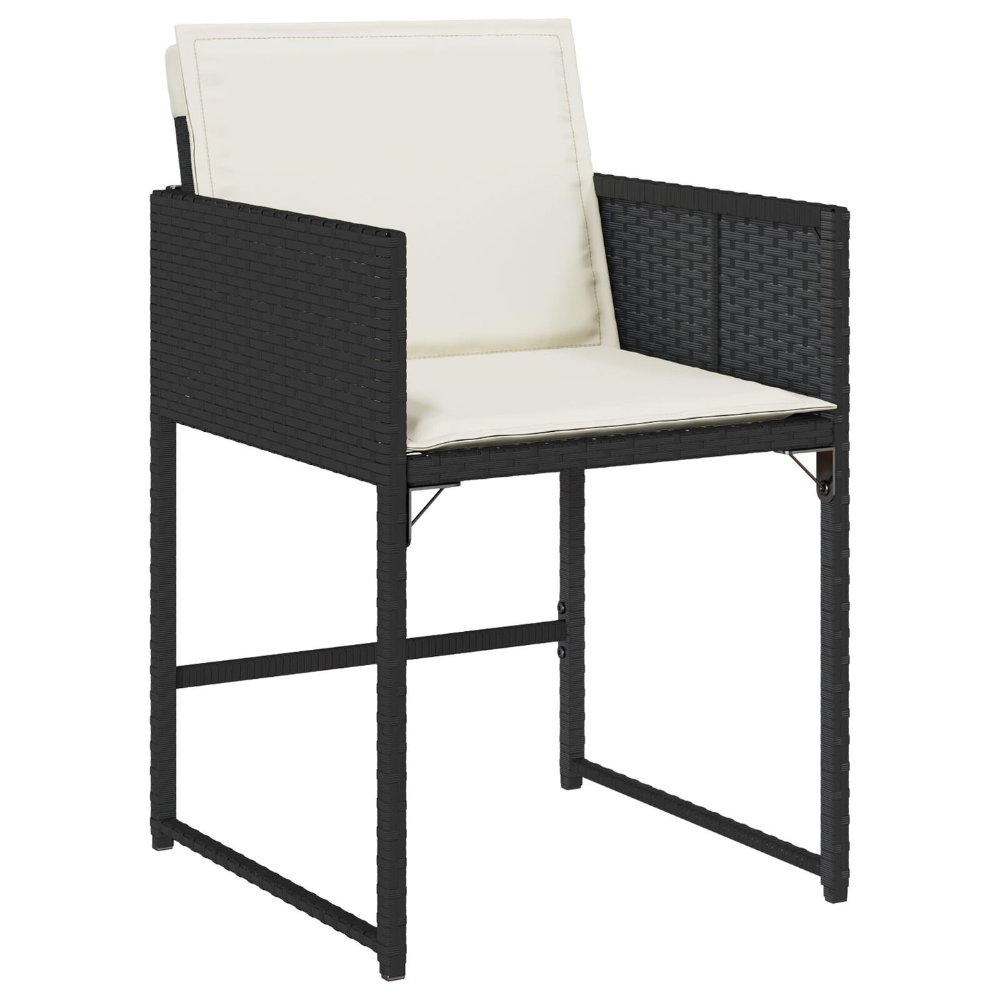 5-Delige Tuin Eetset Met Kussens Zwart Poly Rattan
