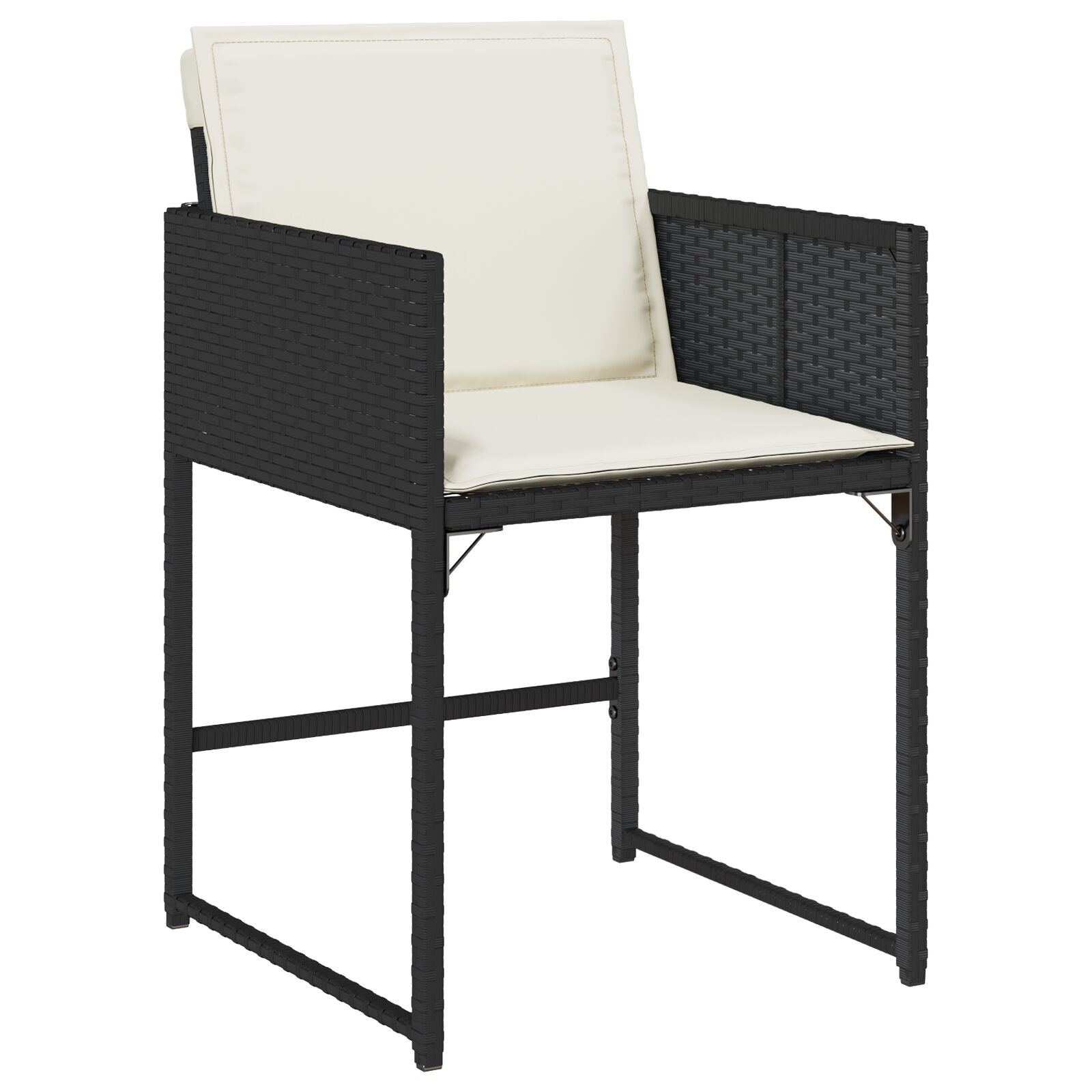 5-Delige Tuin Eetset Met Kussens Zwart Poly Rattan